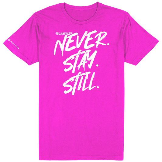 Blaston Never. Stay. Still. Tee - White/Pink